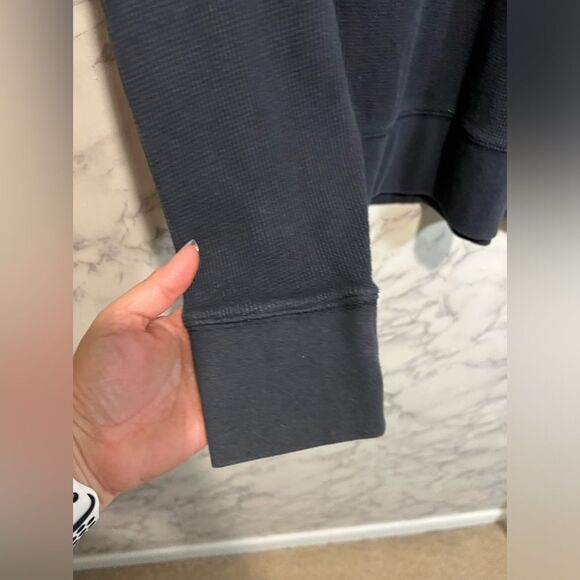 Timberland Men’s Waffle Knit Long Sleeve Black Top Size S - Picture 2 of 7